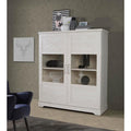Vitrine mit 2 Turen im Landhausstil aus Holzwerkstoff in Weisser Pinie, 133,2 ¡Á 151,8 ¡Á 42 cm