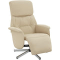 Drehbarer Relaxsessel mit verstellbarer Ruckenlehne und Fussstutze in Creme