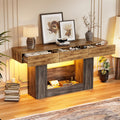 Schmaler Konsolentisch aus Holz mit 3 Schubladen und LED-Beleuchtung, 140 cm