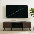 TV-Lowboard mit Lamellenfront und Metallgestell, 140 cm