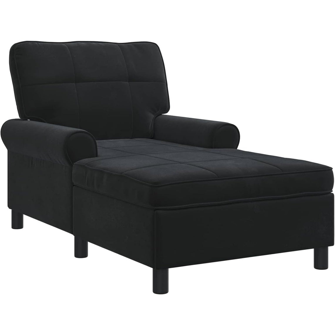 Lounge-Liege aus Samt mit Kissen in Schwarz, 91 ¡Á 157 ¡Á 91 cm