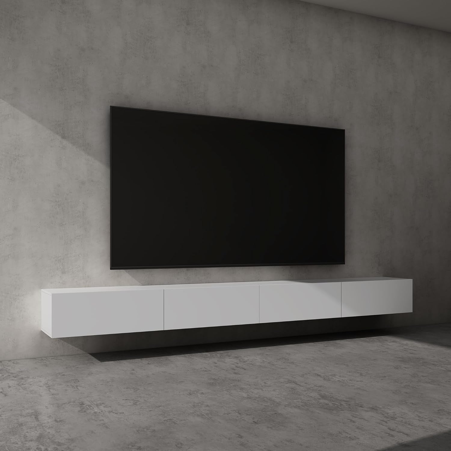 Hangendes TV-Lowboard mit grosszugigem Stauraum, 320 cm