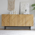 Sideboard mit 4 Turen, Metallakzenten und hohen Beinen im grifflosen Design, 160 ¡Á 40 ¡Á 78 cm