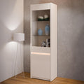 Vitrine mit 2 Turen, Glasfront und Beleuchtung aus Holzwerkstoff in Mauvella-Eiche und Sand, 60,6 ¡Á 197,9 ¡Á 41,5 cm